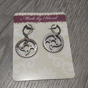 Handmade Timekeeper Gear Drop Earrings -